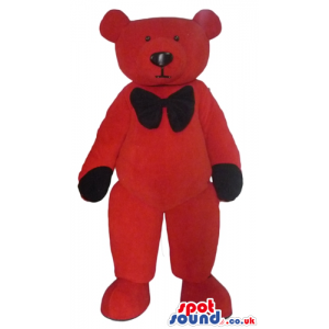 Red teddy bear with black hands and black bow tie - Custom