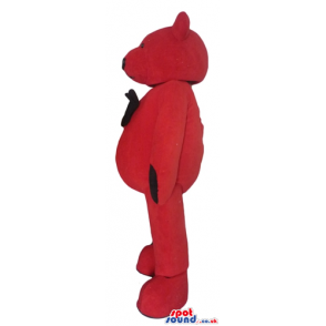 Red teddy bear with black hands and black bow tie - Custom