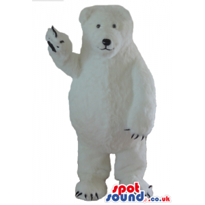 White polar bear mascot with large black claws - Custom Mascots