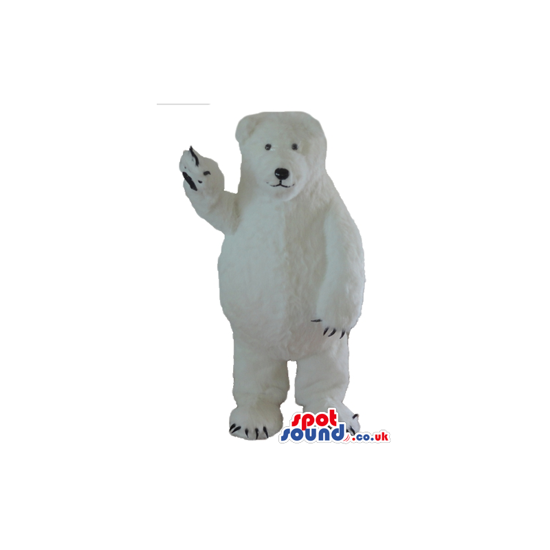 White polar bear mascot with large black claws - Custom Mascots