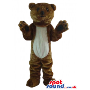 Brown bear mascot with white belly - Custom Mascots