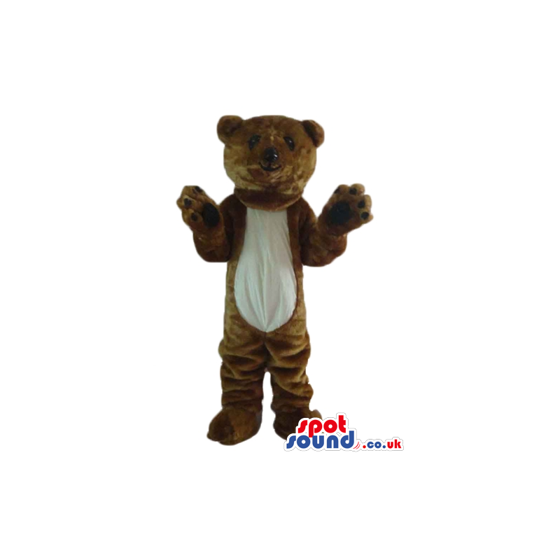 Brown bear mascot with white belly - Custom Mascots