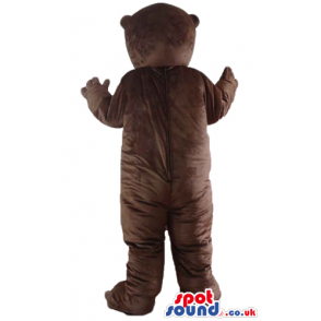 Brown bear mascot costume with 2 large white teeth - Custom