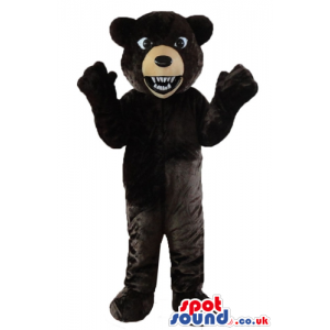 Fierce brown bear with sharp white teeth - Custom Mascots