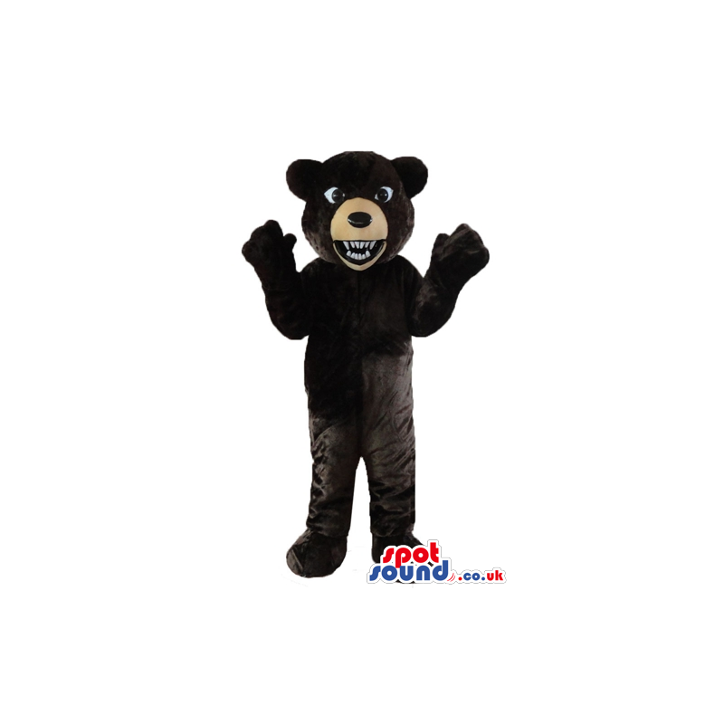 Fierce brown bear with sharp white teeth - Custom Mascots