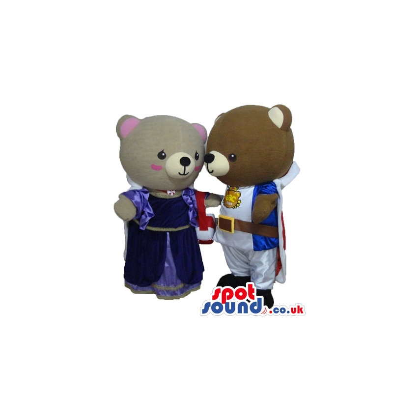 Couple of brown bears dressed as a prince and a princess -