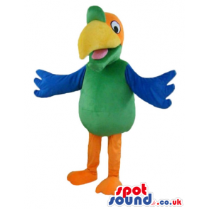 Green, orange and blue parrot - Custom Mascots