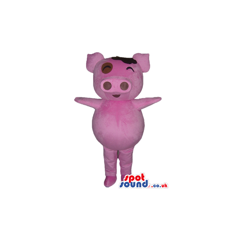 Pink pig with black hair - your mascot in a box! - Custom