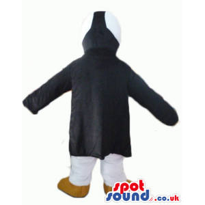 Penguin mascot wearing a long black coat - Custom Mascots