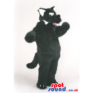 Plush cat mascot costume in a black with long tail - Custom