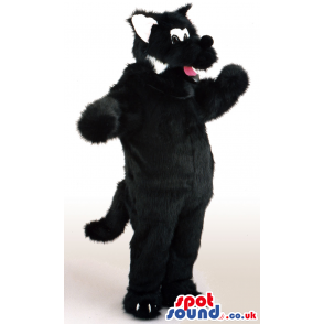 Plush cat mascot costume in a black with long tail - Custom