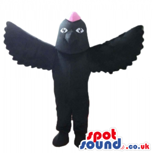 Completely black bird with pink hair - Custom Mascots