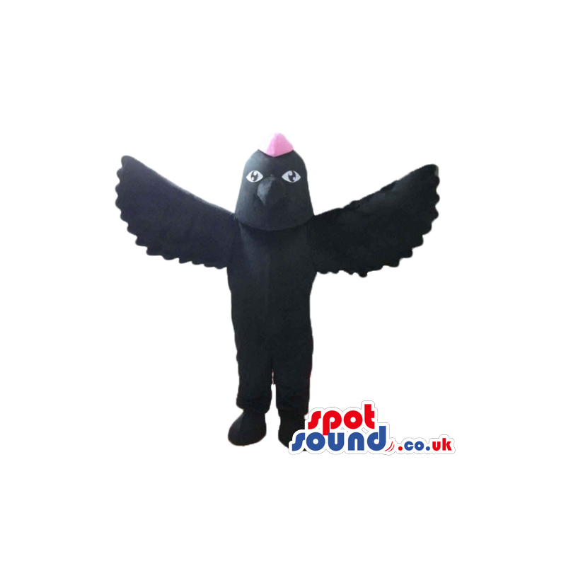 Completely black bird with pink hair - Custom Mascots