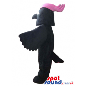 Completely black bird with pink hair - Custom Mascots
