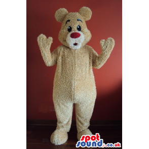 Brown teddy mascot with big red nose and big smile - Custom