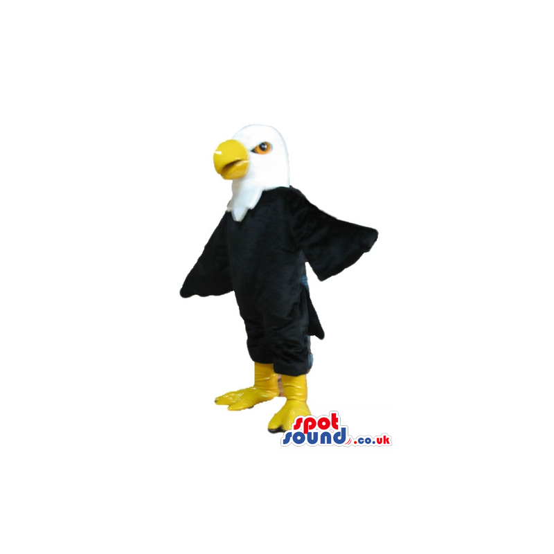 Black eagle with white head and yellow beak - Custom Mascots