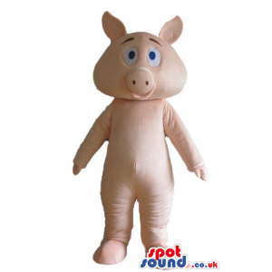 Pig pink mascot costume with big light-blue eyes - Custom