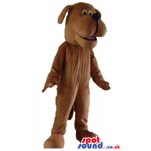 Smiling brown dog with short brown ears - Custom Mascots
