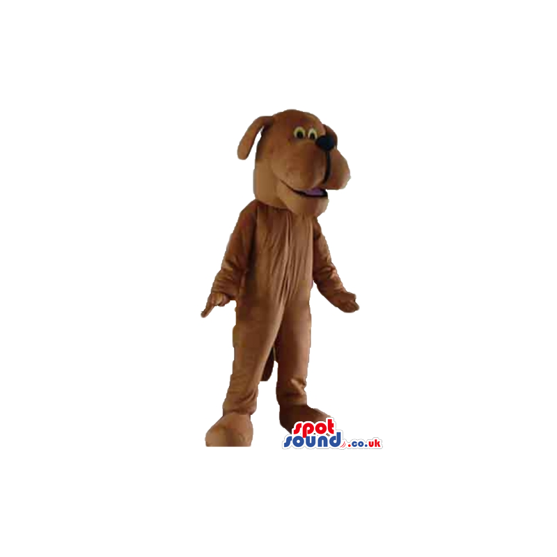Smiling brown dog with short brown ears - Custom Mascots