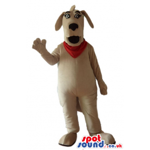 Beige dog with small eyes and a red handkerchief - Custom