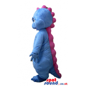 Blue dino with white belly and violet plaques on back and head