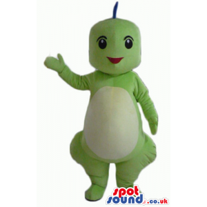 Green monster with small eyes and a white belly - Custom Mascots