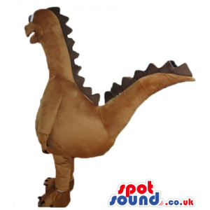 Mascot costume of brown dino with white belly - Custom Mascots