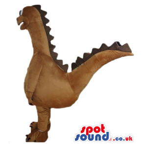 Mascot costume of brown dino with white belly - Custom Mascots