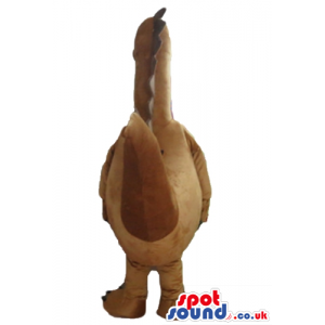 Mascot costume of brown dino with white belly - Custom Mascots