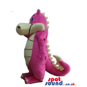 Pink and white crocodile with pink wings and white plaques