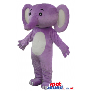 Mascot costume of violet elephant with white belly - Custom