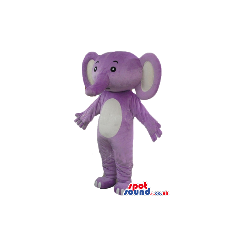 Mascot costume of violet elephant with white belly - Custom