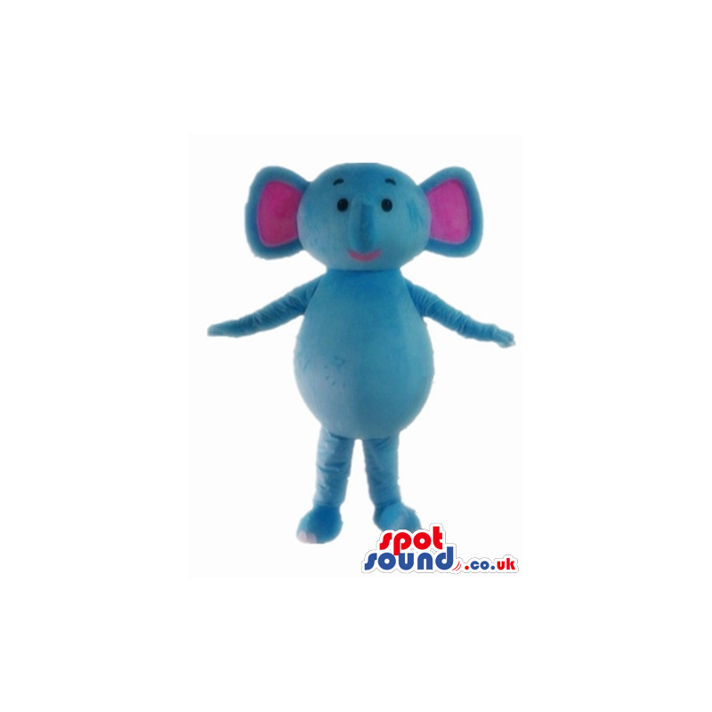 Blue elephant with pink ears and long trunk - Custom Mascots