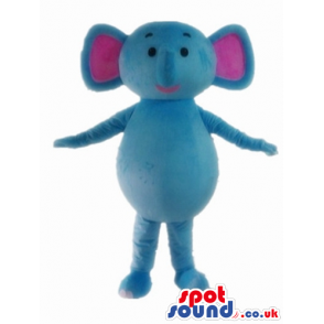 Blue elephant with pink ears and long trunk - Custom Mascots