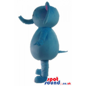 Blue elephant with pink ears and long trunk - Custom Mascots