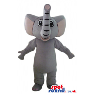 Grey elephant with long raised trunk and big eyes - Custom