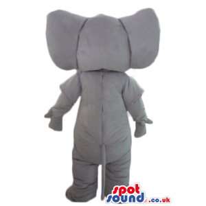 Grey elephant with long raised trunk and big eyes - Custom