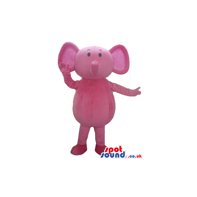Pink elephant with small eyes and short trunk - Custom Mascots