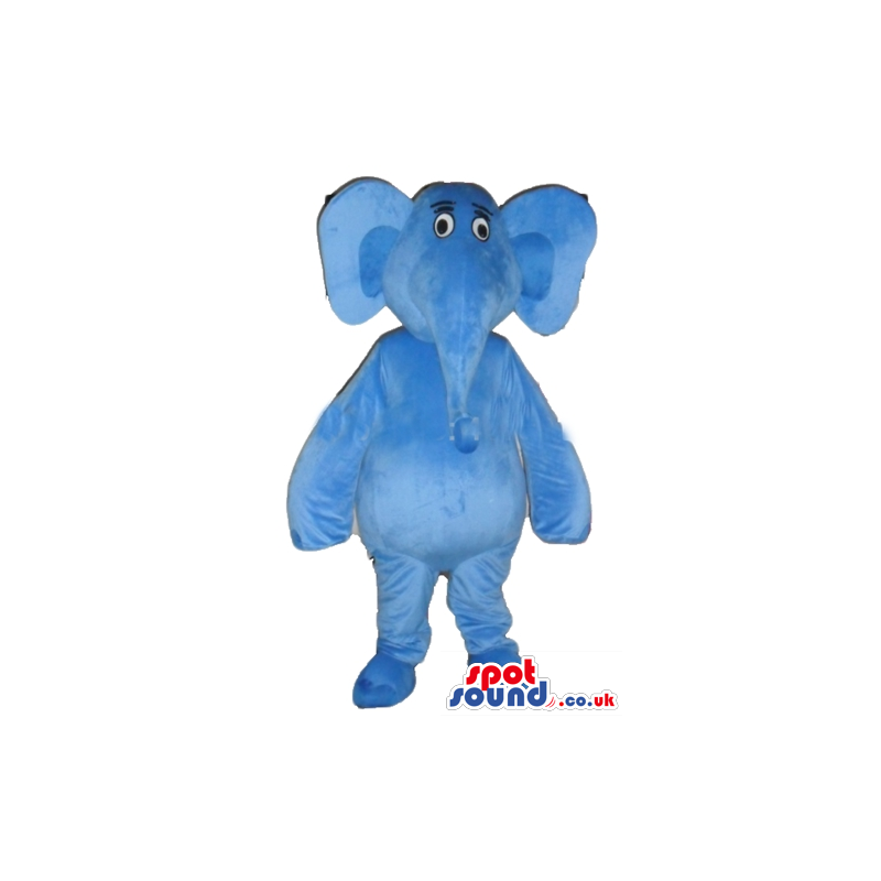 Mascot costume of a fat blue elephant - Custom Mascots
