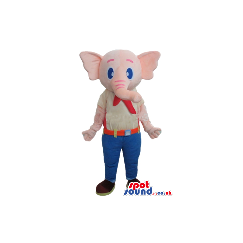 Pink elephant in a white shirt and blue trousers - Custom