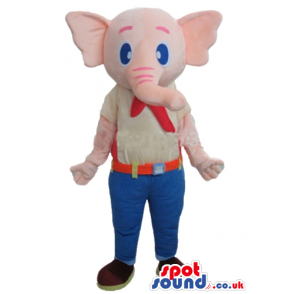 Pink elephant in a white shirt and blue trousers - Custom