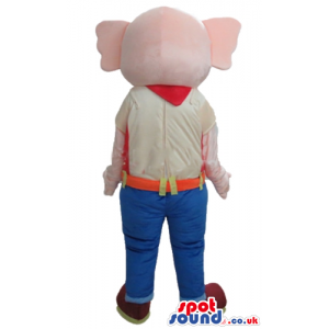 Pink elephant in a white shirt and blue trousers - Custom