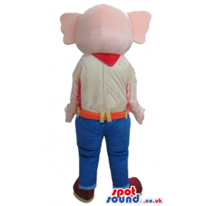Pink elephant in a white shirt and blue trousers - Custom