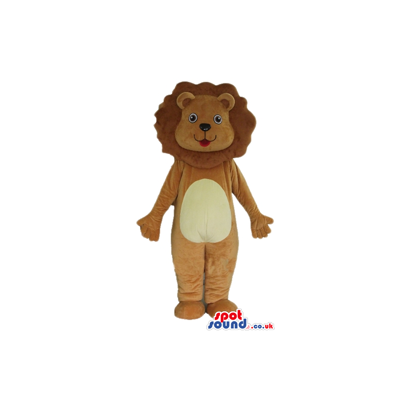 Brown lion with brown hair and beige belly - Custom Mascots