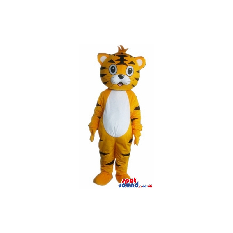 Mascot costume of a tiger with a white belly - Custom Mascots