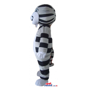 Grey and black tiger with a white belly - Custom Mascots