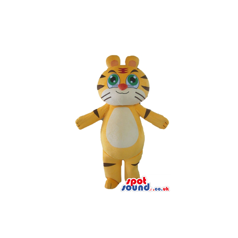 Yellow tiger with a white belly and big green eyes - Custom