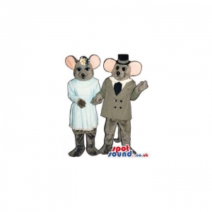 SPOTSOUND UK Mascot of the day : Grey Mice Couple Boy And Girl Mascots Wearing Elegant Clothing. Discover our #spotsound #uk #mascots and all other Human Mascotson our webiste : https://bit.ly/3sKy4o1818. #mascot #costume #party #marketing #events #mascots https://www.spotsound.co.uk/human-mascots/4226-grey-mice-couple-boy-and-girl-mascots-wearing-elegant-clothing.html