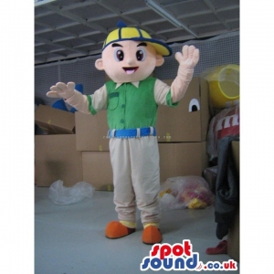 SPOTSOUND UK Mascot of the day : Boy Character Human Mascot Wearing A Green Shirt And A Yellow Cap. Discover our #spotsound #uk #mascots and all other Human Mascotson our webiste : https://bit.ly/3sKy4o1317. #mascot #costume #party #marketing #events #m... https://www.spotsound.co.uk/human-mascots/3666-boy-character-human-mascot-wearing-a-green-shirt-and-a-yellow-cap.html