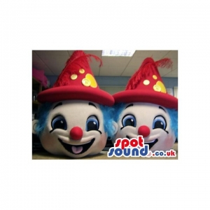 SPOTSOUND UK Mascot of the day : Two Funny And Cute Clown Plush Mascot Heads With Red Hats. Discover our #spotsound #uk #mascots and all other Mascots circuson our webiste : https://bit.ly/3sKy4o1802. #mascot #costume #party #marketing #events #mascots https://www.spotsound.co.uk/mascots-circus/4203-two-funny-and-cute-clown-plush-mascot-heads-with-red-hats.html